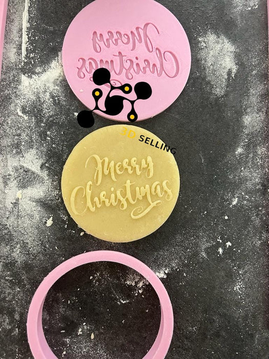 3d Selling Casa, arredamento e bricolage:Articoli per cucina e bar:Accessori per pasticceria:Altro accessori per pasticceria Merry Christmas in corsivo effetto rialzato(riverso) 8,5cm