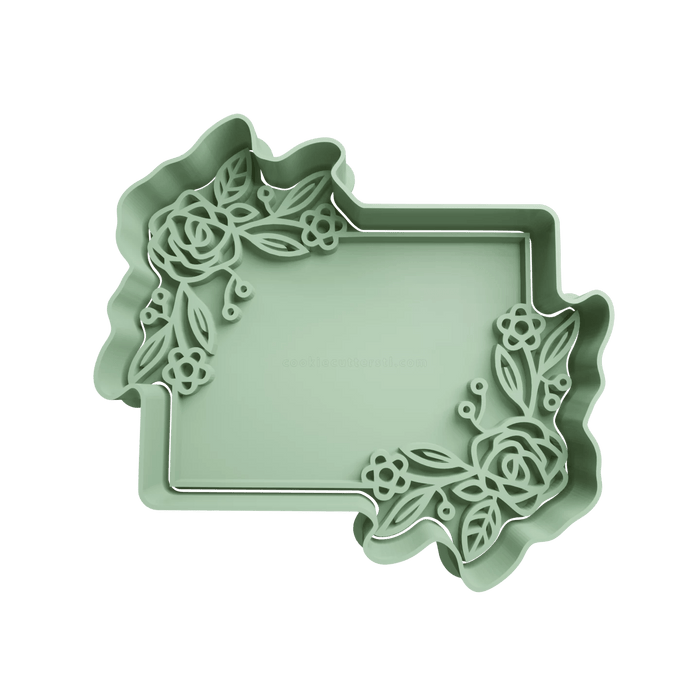 3d Selling cookie cutter Cornice rettangolare con fiori