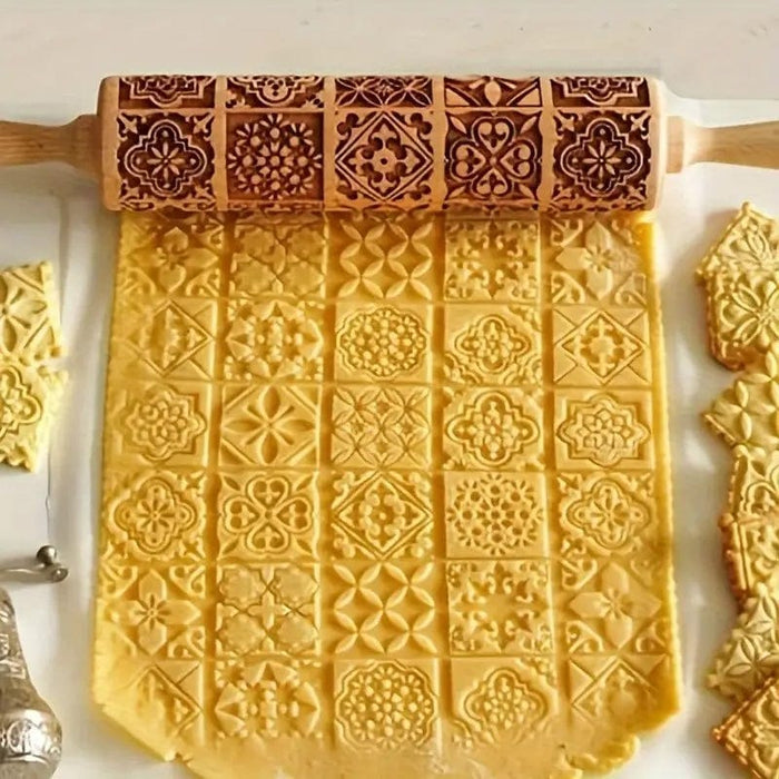 seling3d Casa, arredamento e bricolage:Articoli per cucina e bar:Accessori per pasticceria:Altro accessori per pasticceria Mattarello in legno Mod maioliche 35cm
