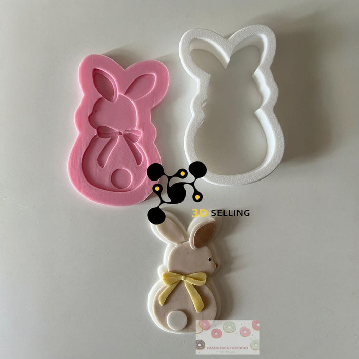 Selling 3D Casa, arredamento e bricolage:Articoli per cucina e bar:Accessori per pasticceria:Altro accessori per pasticceria Coniglietto con fiocco di spalle 8.5cm