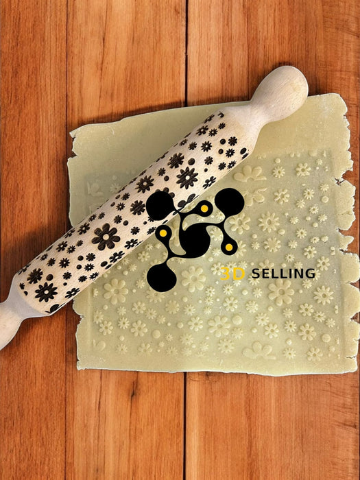 Selling 3D Casa, arredamento e bricolage:Articoli per cucina e bar:Accessori per pasticceria:Altro accessori per pasticceria Mattarello inciso in legno Mod fiori