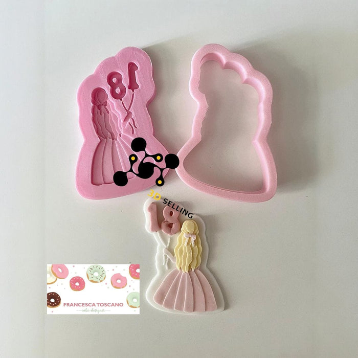 Selling 3D Casa, arredamento e bricolage:Articoli per cucina e bar:Accessori per pasticceria:Altro accessori per pasticceria Ragazza con palloncini