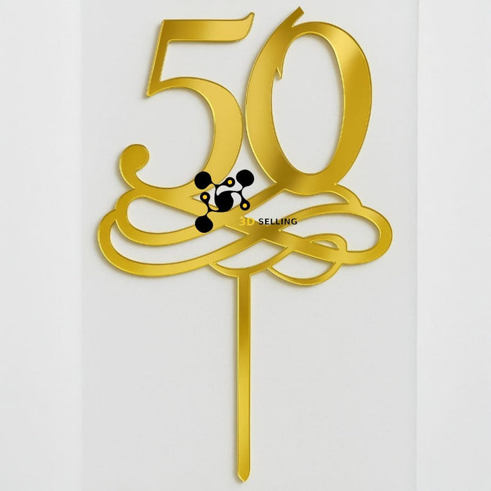 Selling 3D Casa, arredamento e bricolage:Articoli per cucina e bar:Accessori per pasticceria:Decorazioni torte e topper:Cake topper Cake Topper numero 50 Plexiglass Specchiato Oro