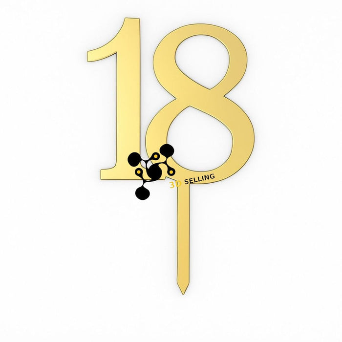 Selling 3D Casa, arredamento e bricolage:Articoli per cucina e bar:Accessori per pasticceria:Decorazioni torte e topper:Cake topper Oro Cake Topper 18 compleanno Plexiglass Specchiato