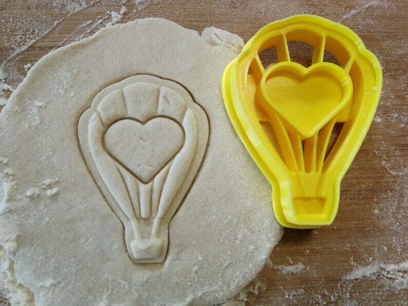 selling 3d Casa, arredamento e bricolage:Articoli per cucina e bar:Accessori per pasticceria:Formine e stampi per biscotti Cookie cutter hot air balloon with heart mongolfiera tagliabiscotti