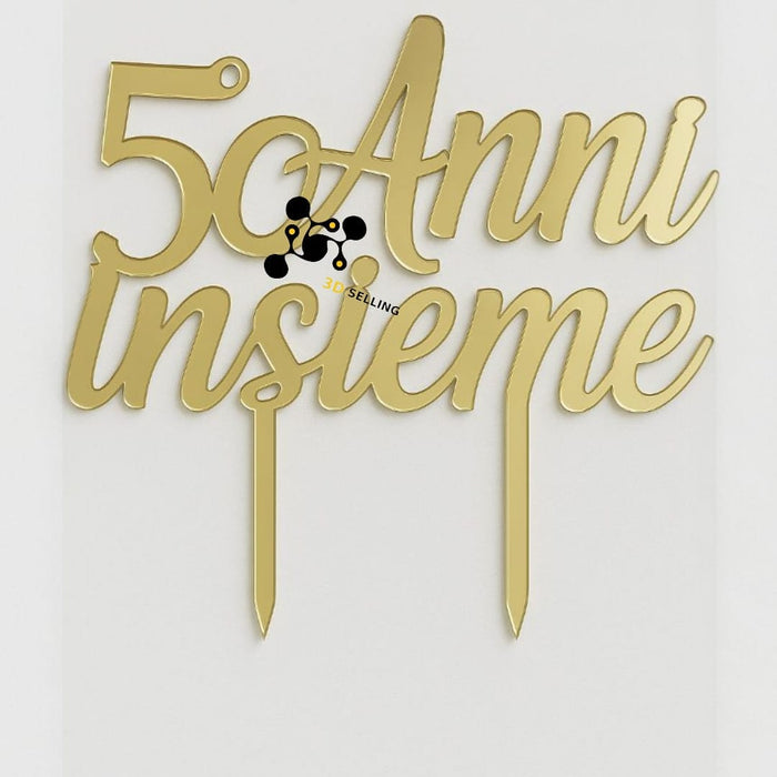 SELLING3D Casa, arredamento e bricolage:Articoli per cucina e bar:Accessori per pasticceria:Altro accessori per pasticceria Cake Topper 50 anniversario Plexiglass Specchiato oro