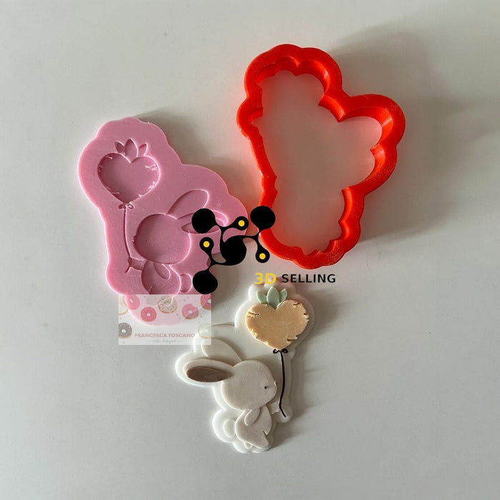 SELLING3D Casa, arredamento e bricolage:Articoli per cucina e bar:Accessori per pasticceria:Altro accessori per pasticceria Coniglietto con palloncino effetto 3D 8.5cm