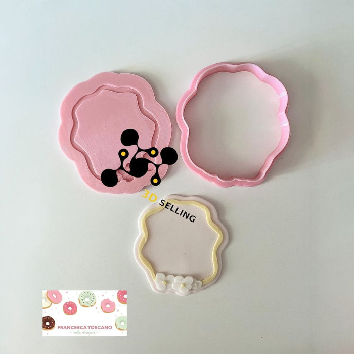 SELLING3D Casa, arredamento e bricolage:Articoli per cucina e bar:Accessori per pasticceria:Altro accessori per pasticceria Cornice con fiori stampo in 3D 8cm
