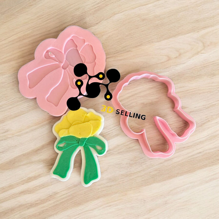 SELLING3D Casa, arredamento e bricolage:Articoli per cucina e bar:Accessori per pasticceria:Altro accessori per pasticceria Fiore con fiocco stampo in 3D 8cm