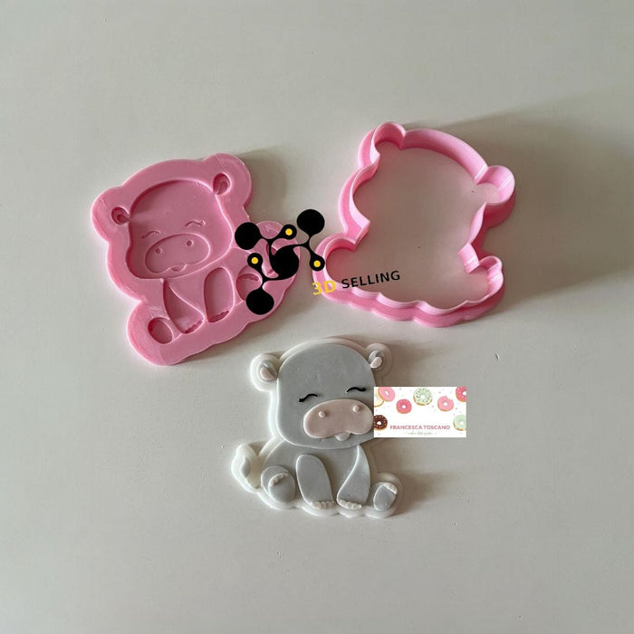 SELLING3D Casa, arredamento e bricolage:Articoli per cucina e bar:Accessori per pasticceria:Altro accessori per pasticceria Ippopotamo stampo per biscotti in 3D 8cm