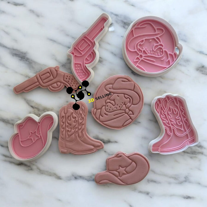 SELLING3D Casa, arredamento e bricolage:Articoli per cucina e bar:Accessori per pasticceria:Altro accessori per pasticceria Kit cowboy Far West 8cm