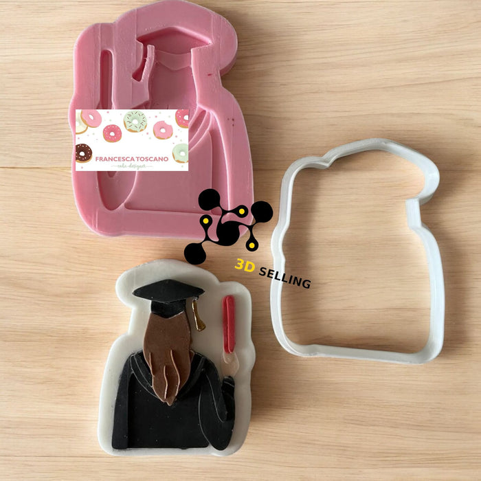 SELLING3D Casa, arredamento e bricolage:Articoli per cucina e bar:Accessori per pasticceria:Altro accessori per pasticceria Ragazza Laurea di spalle stampo in 3D 8cm
