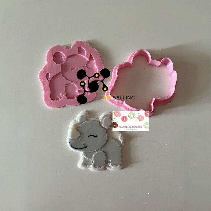SELLING3D Casa, arredamento e bricolage:Articoli per cucina e bar:Accessori per pasticceria:Altro accessori per pasticceria Rinoceronte formina per biscotti in 3D 8cm