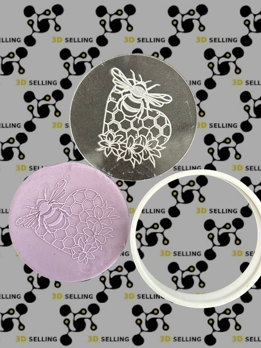 Selling3D Casa, arredamento e bricolage:Articoli per cucina e bar:Accessori per pasticceria:Altro accessori per pasticceria Timbro + cutter in acrilico ape con cuore