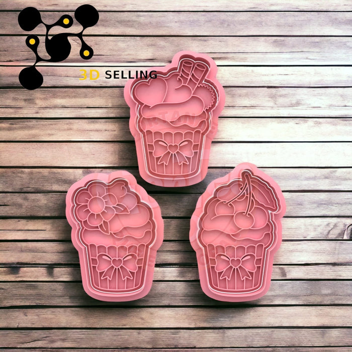 Selling3D Casa, arredamento e bricolage:Articoli per cucina e bar:Accessori per pasticceria:Altro accessori per pasticceria Tris di cupcake 8cm