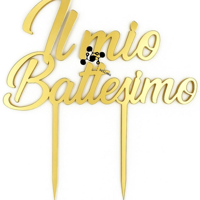 SELLING3D Casa, arredamento e bricolage:Articoli per cucina e bar:Accessori per pasticceria:Decorazioni torte e topper:Cake topper Oro Cake Topper Il Mio Battesimo Plexiglass Specchiato Oro