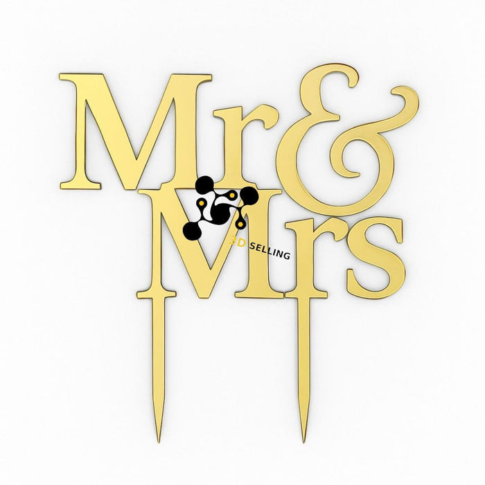 SELLING3D Casa, arredamento e bricolage:Articoli per cucina e bar:Accessori per pasticceria:Decorazioni torte e topper:Cake topper Oro Cake Topper Mr e Mrs Matrimonio Plexiglass Specchiato