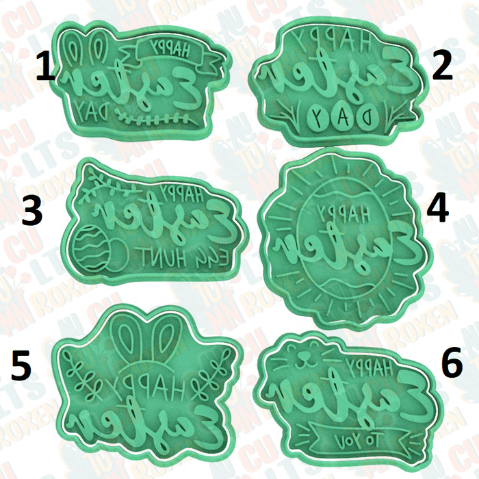 Selling3D Casa, arredamento e bricolage:Articoli per cucina e bar:Accessori per pasticceria:Formine e stampi per biscotti 1 Happy Easter Pasqua set 6 pezzi cookie cutter formina tagliabiscotti cake design