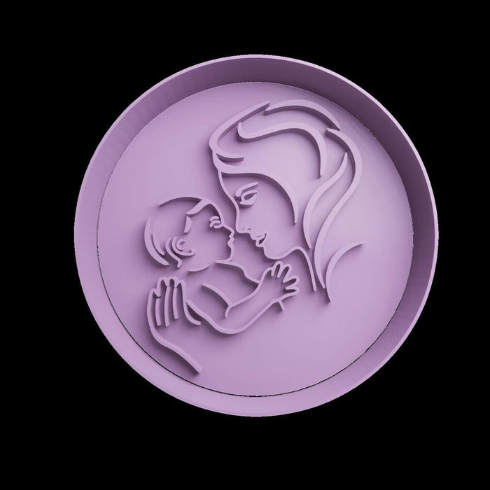 Selling3D Casa, arredamento e bricolage:Articoli per cucina e bar:Accessori per pasticceria:Formine e stampi per biscotti Con Manico Mamma con filgio idea festa della mamma cookie cutter con manico PDZ 8CM