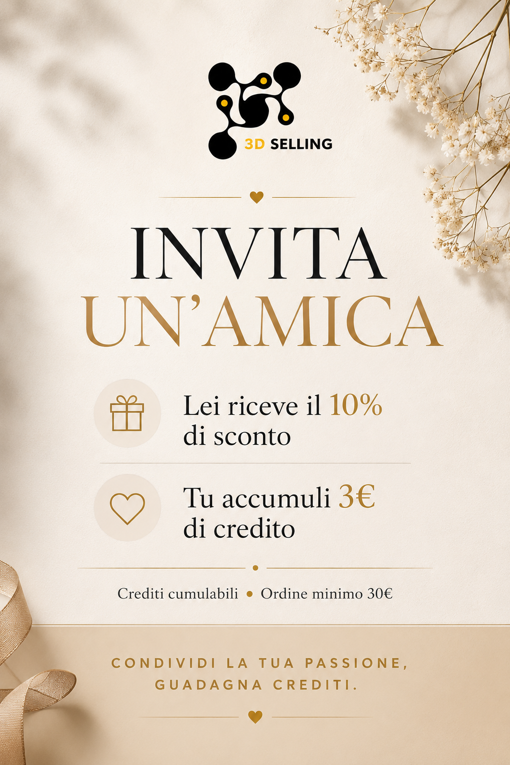 Invita un’amica e guadagna crediti su Selling3D