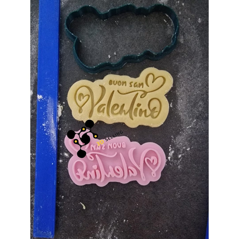 Buon San Valentino Frase in Corsivo 8.5cm cookie cutter formina tagliabiscotti - 3d Selling