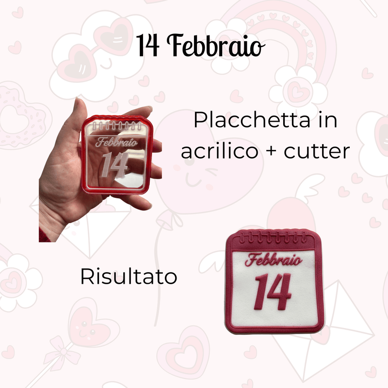 3d Selling Casa, arredamento e bricolage:Articoli per cucina e bar:Accessori per pasticceria:Altro accessori per pasticceria 14 Febbraio – Set Cutter + Placchetta in Acrilico