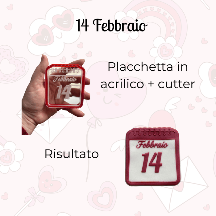 3d Selling Casa, arredamento e bricolage:Articoli per cucina e bar:Accessori per pasticceria:Altro accessori per pasticceria 14 Febbraio – Set Cutter + Placchetta in Acrilico