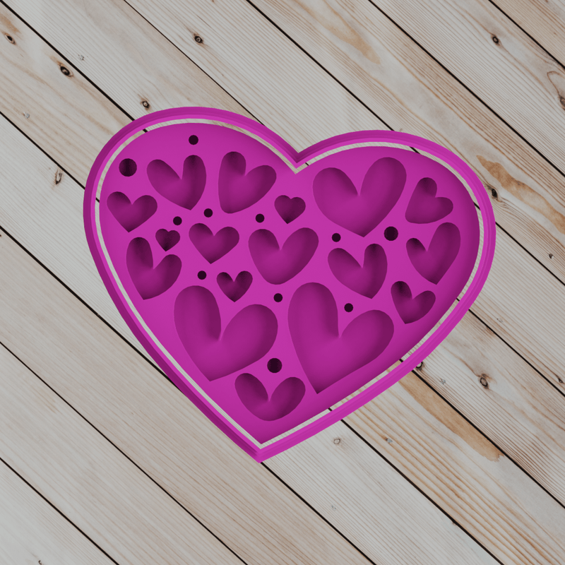 Cuore con cuori in rilievo (outbosser) - 3d Selling