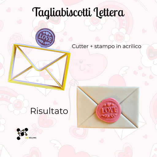 3d Selling Casa, arredamento e bricolage:Articoli per cucina e bar:Accessori per pasticceria:Altro accessori per pasticceria Cutter Busta + Stampo Acrilico LOVE