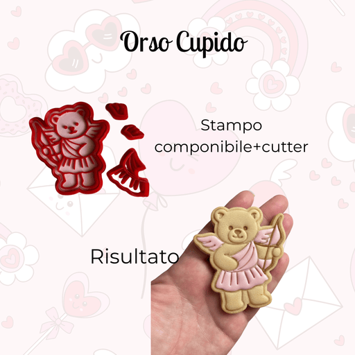 3d Selling Casa, arredamento e bricolage:Articoli per cucina e bar:Accessori per pasticceria:Altro accessori per pasticceria Orso Cupido Scomponibile + Timbro Dettagli 10cm