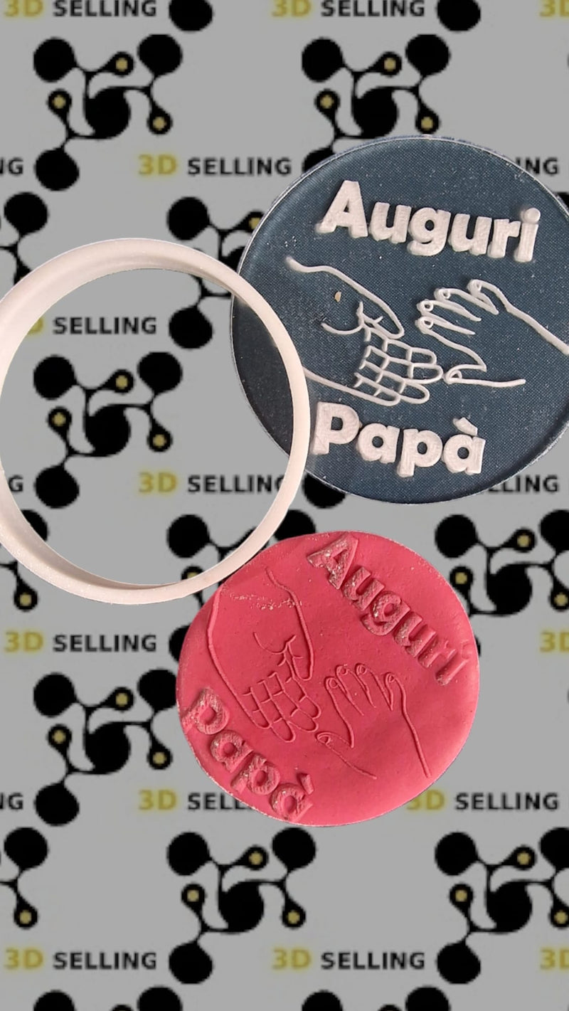 Stampo in acrilico + cutter Auguri Papà - 3d Selling