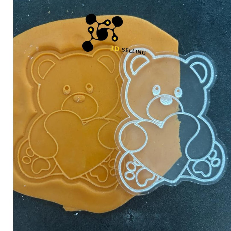 Stampo + cutter in acrilico orsetto con cuore - 3d Selling