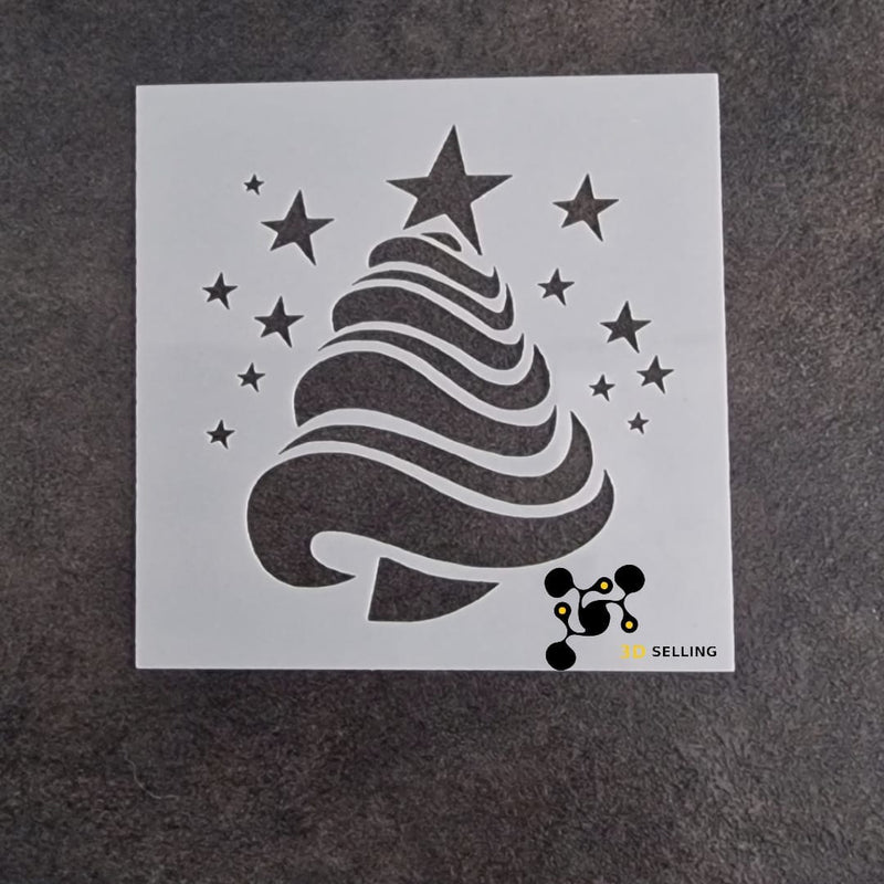 Stencil Albero di Natale con stelle - 3d Selling
