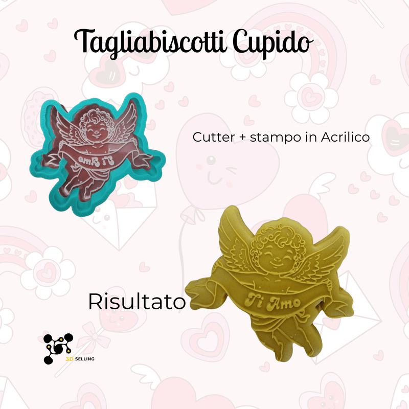 3d Selling Casa, arredamento e bricolage:Articoli per cucina e bar:Accessori per pasticceria:Altro accessori per pasticceria Tagliabiscotti Cupido + Stampo in Acrilico