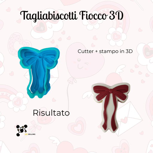 3d Selling Casa, arredamento e bricolage:Articoli per cucina e bar:Accessori per pasticceria:Altro accessori per pasticceria Tagliabiscotti Fiocco 3D