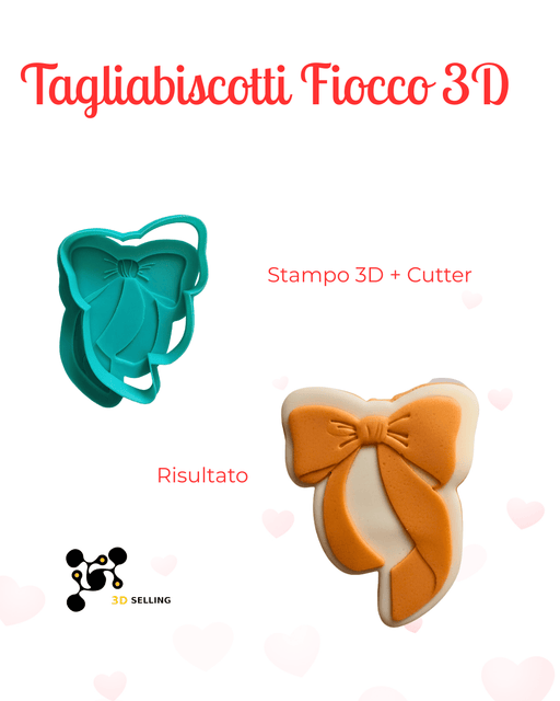3d Selling Casa, arredamento e bricolage:Articoli per cucina e bar:Accessori per pasticceria:Altro accessori per pasticceria Tagliabiscotti Fiocco 3D Mod2
