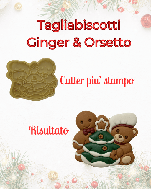 3d Selling Casa, arredamento e bricolage:Articoli per cucina e bar:Accessori per pasticceria:Altro accessori per pasticceria Tagliabiscotti Ginger & Orsetto – Cutter + Stampo ad Incisione