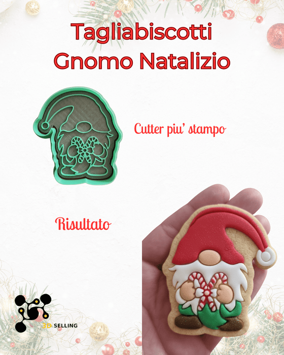 3d Selling Casa, arredamento e bricolage:Articoli per cucina e bar:Accessori per pasticceria:Altro accessori per pasticceria Tagliabiscotti Gnomo Natalizio – Cutter + Stampo ad Incisione