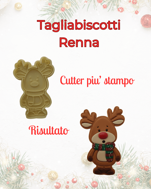 3d Selling Casa, arredamento e bricolage:Articoli per cucina e bar:Accessori per pasticceria:Altro accessori per pasticceria Tagliabiscotti Renna – Cutter + Stampo  per Biscotti Incisi