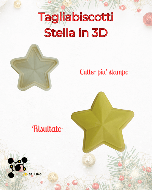 3d Selling Casa, arredamento e bricolage:Articoli per cucina e bar:Accessori per pasticceria:Altro accessori per pasticceria Tagliabiscotti Stella – Cutter + Stampo 3D