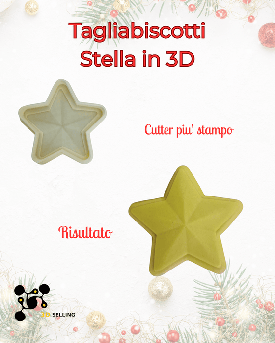 3d Selling Casa, arredamento e bricolage:Articoli per cucina e bar:Accessori per pasticceria:Altro accessori per pasticceria Tagliabiscotti Stella – Cutter + Stampo 3D