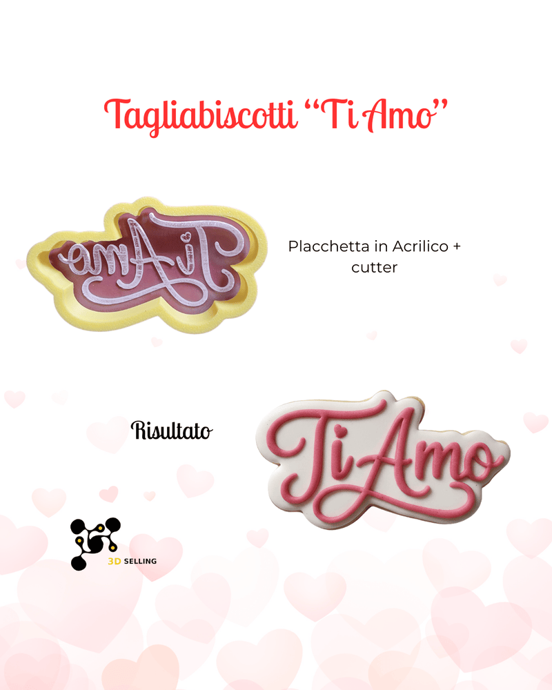 3d Selling Casa, arredamento e bricolage:Articoli per cucina e bar:Accessori per pasticceria:Altro accessori per pasticceria Tagliabiscotti  Ti Amo in rilievo