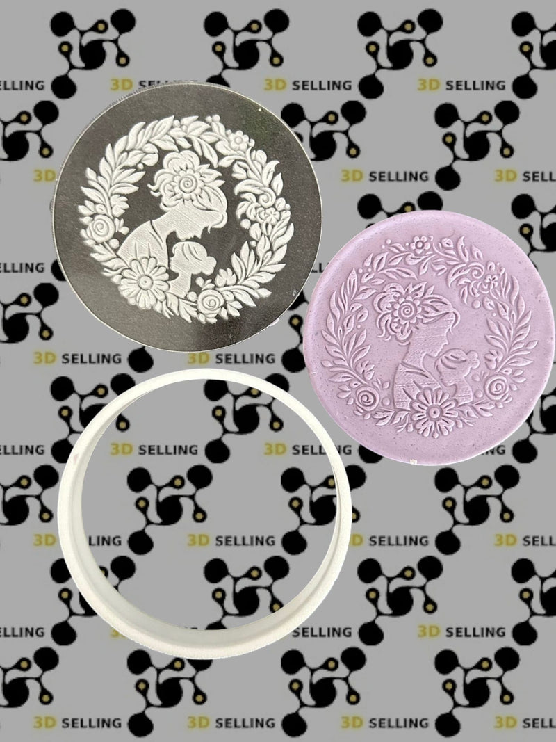 Timbro + cutter in acrilico Mamma con Bebè Mod4 - 3d Selling