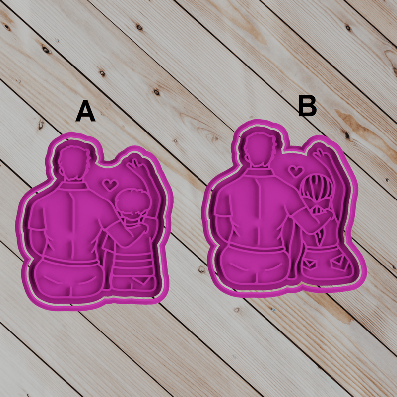 Cookie cutter Papà con Bimbo e bimba - 3d Selling