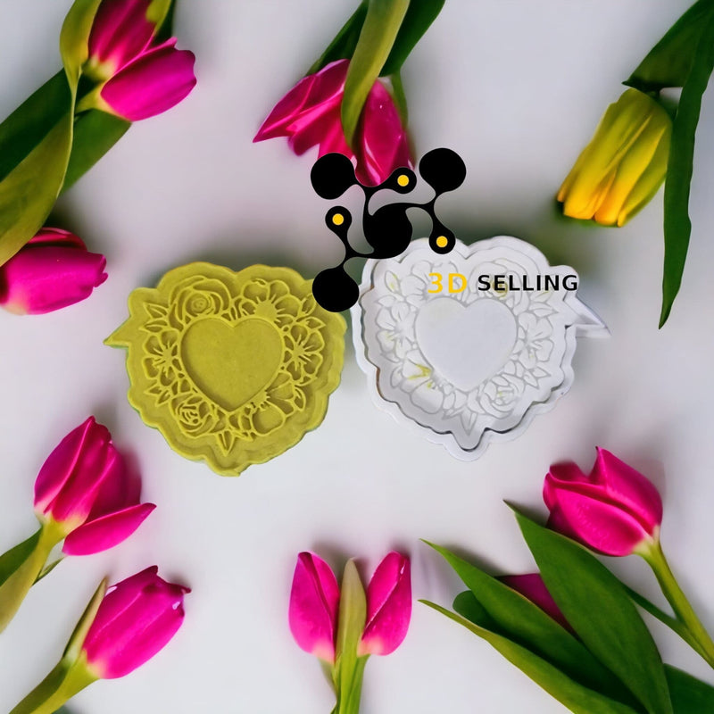Cornice Cuori con fiori 8CM Embosser - 3d Selling