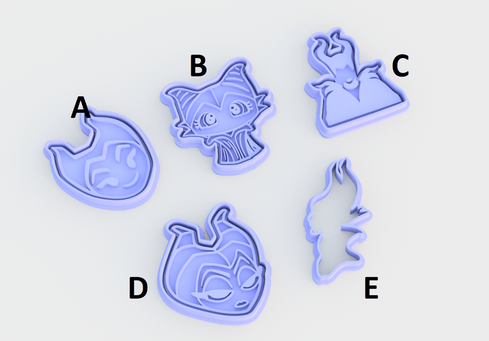 3d Selling cookie cutter Maleficent set 5 pezzi