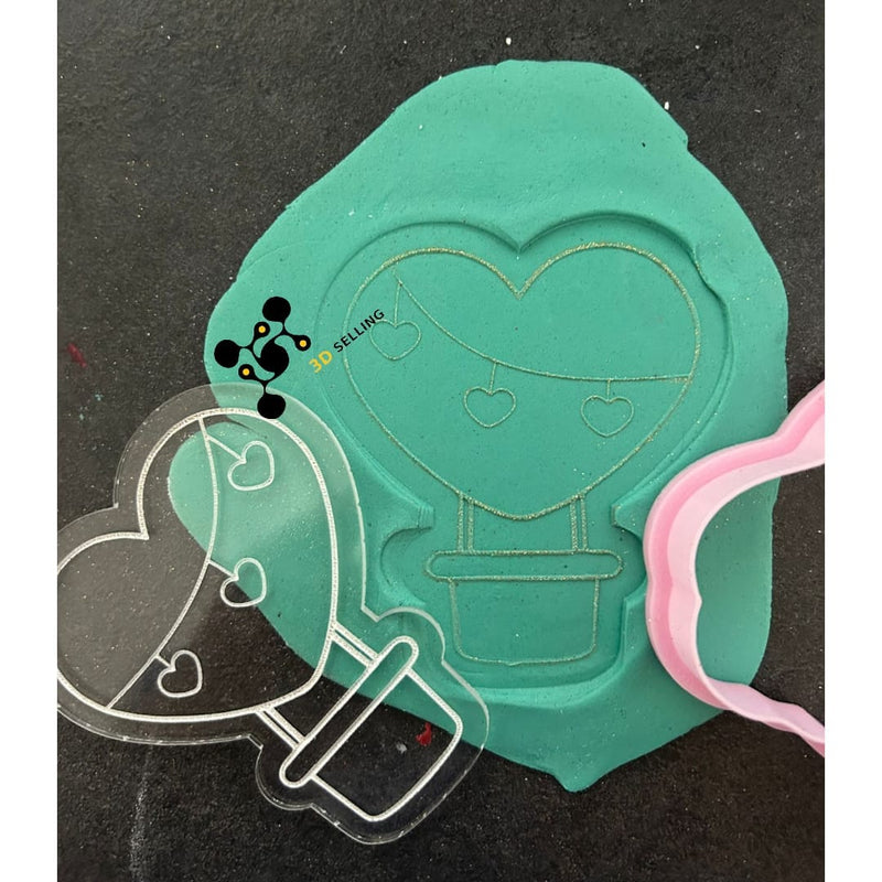 Stampo in acrilico + cutter Mongolfiera cuore - 3d Selling