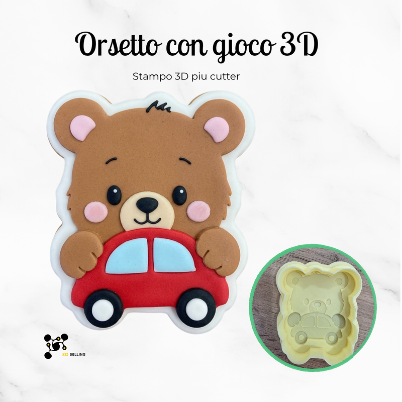 Orsetto con macchina in 3D