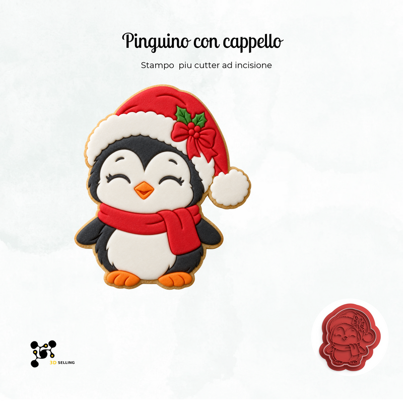Pinguino con cappello natalizio
