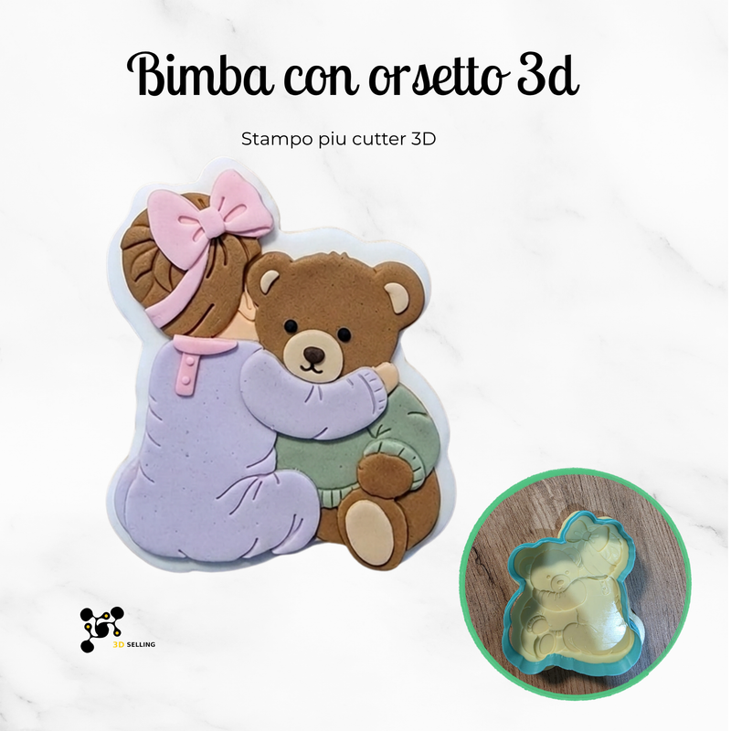 Bimba con Orsetto 3D